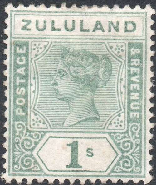 ZULULAND 1894-6 SACC19 1/- GREEN - MM