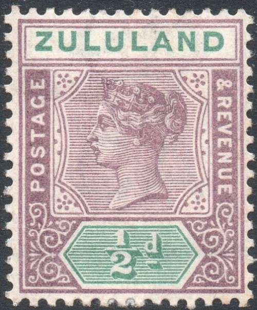 Zululand 1894-6 SACC14  ½d MAUVE and GREEN  MM CV R150
