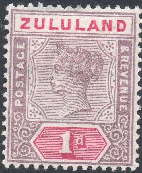 Zululand 1894-6 SACC15  1d MAUVE and CARMINE  MM CV R100