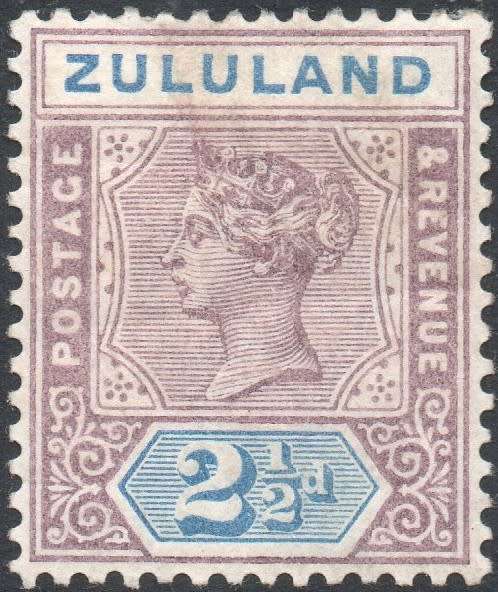 Zululand 1894-6 SACC16  2½d MAUVE and ULTRAMARINE  MM CV R300