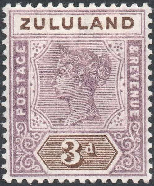 Zululand 1894-6 SACC17  3d MAUVE and OLIVE-BROWN  MM CV R140
