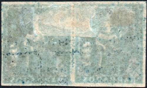 BARBADOS 1852-5 SG4(?) (1d) DEEP BLUE(?) IMPERF PAIR - MM