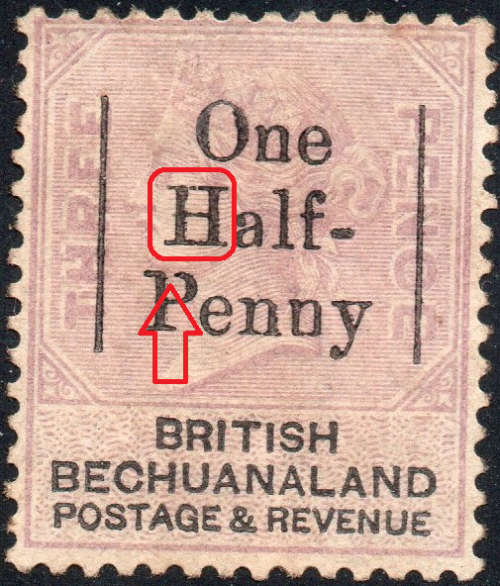 British Bechuanaland 1888 SACC27(var) ½d ON 3d PALE REDDISH LILAC - UNUSED WITH VARIETY