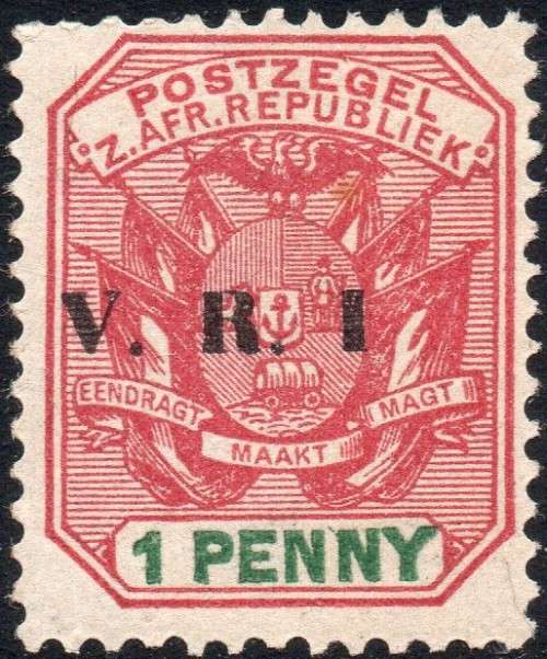 TRANSVAAL 1900 SACC233c : 1d ROSE-RED and GREEN - VARIETY NO STOP AFTER ``I`` MM