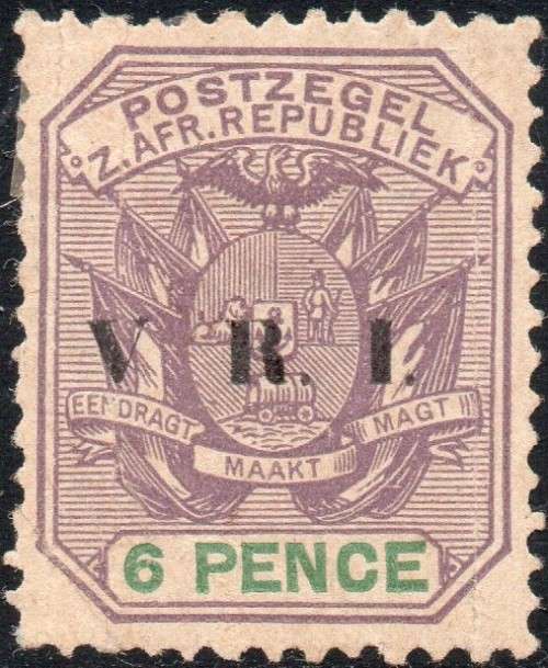 TRANSVAAL 1900 SACC238c : 6d LILAC and GREEN - VARIETY NO STOP AFTER ``V`` MM
