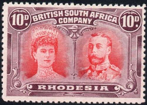 BSAC / RHODESIA SG149 10d SCARLET & REDDISH MAUVE CV £50(2017)