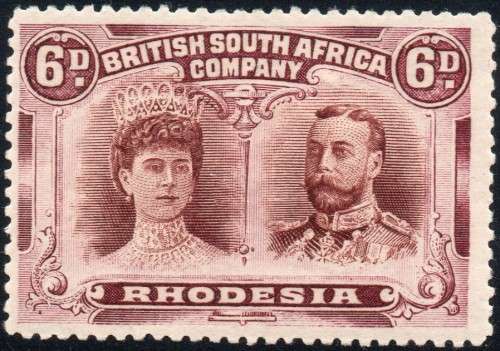 RHODESIA (B.S.A.C.) SACC145 : 6d BROWN and PURPLE - MM