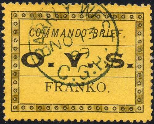 OFS - MILITARY FRANK STAMP - SACC1 - BLACK/BISTRE-YELLOW  - VFU WITH ``BARKLY WEST`` CDS