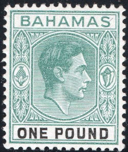 BAHAMAS 1944 SG157b £1 GREY-GREEN & BLACK - LMM CV £200(2017)