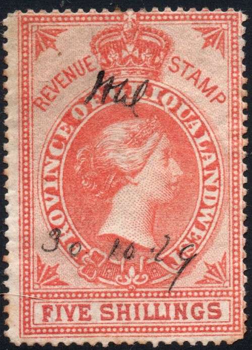 Griqualand West 1870 Barefoot #68 5/- Orange - VFU