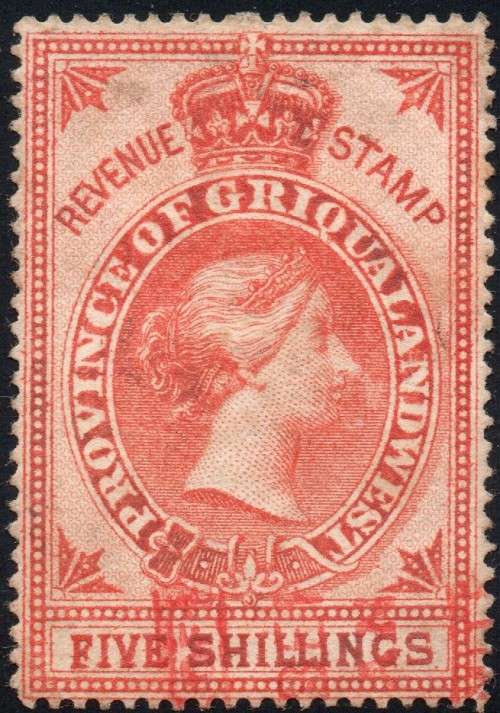 Griqualand West 1870 Barefoot #68 5/- Orange - VFU
