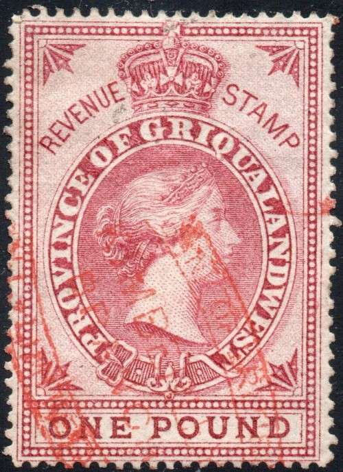 Griqualand West 1870 Barefoot #70 £1 RED - VFU