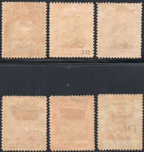 B.S.A.C./RHODESIA 1913 SACC312-317 P15 SHORT SET OF 6 TO 1/- MM CV R7250+