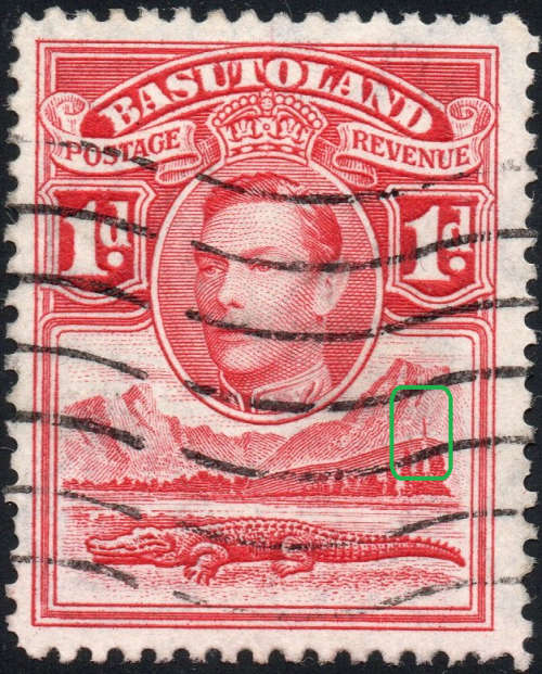 BASUTOLAND 1938 SG19a 1d SCARLET WITH TOWER FLAW - VFU - CV £275