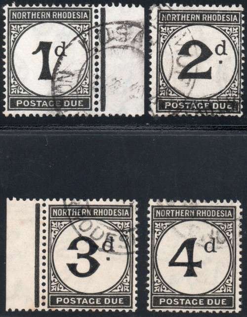 Northern Rhodesia 1929-52 POSTAGE DUES -  Complete used set of 4 - VFU CV R1190(2020)