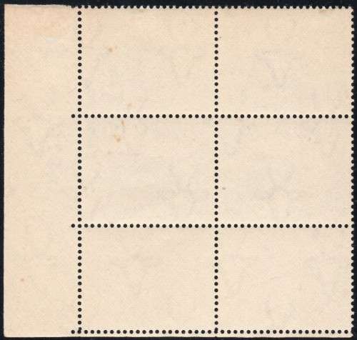 UNION OF SA 1949 SACC121(var) 5/ BLACK and PALE BLUE-GREEN MARGINAL CONTROL BO4 - RAIN FLAW - UM/MM