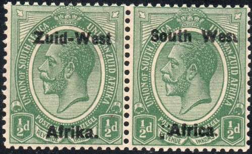 SWA 1923 SACC1b  ½d GREEN PAIR - ``Wes.`` for ``West`` VARIETY - UM - CV R3750