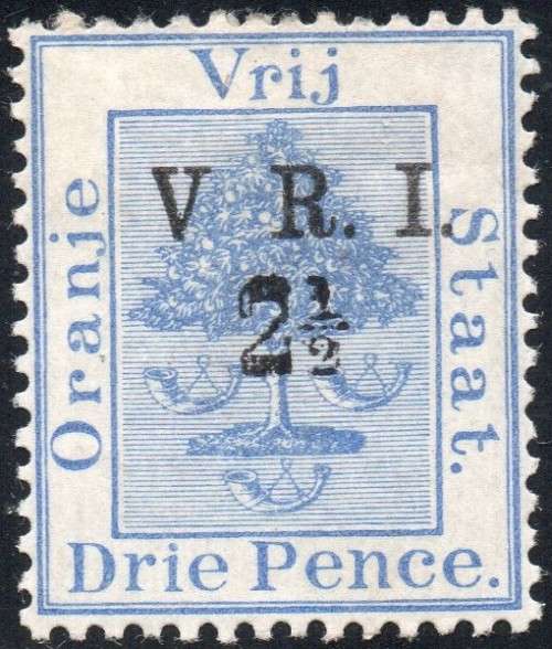 OFS 1900 SACC52a 2½d on 3d ULTRAMARINE WITH ``NO STOP AFTER V`` - MM
