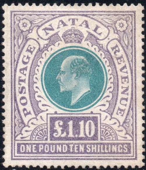 NATAL SACC125 £1.10 GREEN & VIOLET - MNG - CV R20000