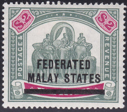 Federated Malay States 1900 sg12 $20 GREEN & CARMINE - MM