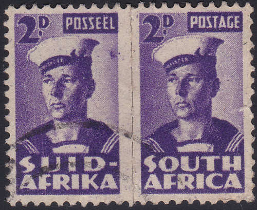 Union of SA - 1942-44 UHB92 V1 2d VIOLET WITH VARIETY STAR BELOW ``L`` OF ``POSSEEEL`` VFU