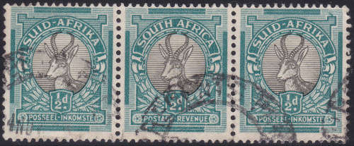 UNION OF SA - UHB44 V3 ½d/ BLACK and GREEN - SMUDGE IN TOP RIGHT CORNER - VFU