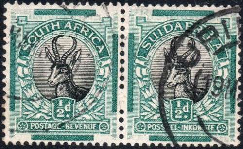 UNION OF SA - UHB36 V32 ½d/ BLACK and GREEN - PARTLY PRINTED FRAMES - VFU