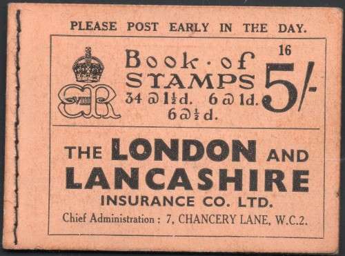 GREAT BRITAIN 1937 SG BC4 5/- BOOKLET - COMPLETE - EDITION # 16