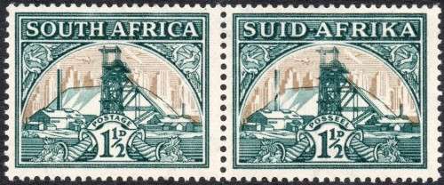 Union of SA 1936 SACC57d(var) 1½d GREEN & BRIGHT GOLD - ``BROKEN CHIMNEY- **UNMOUNTED MINT** CV R800