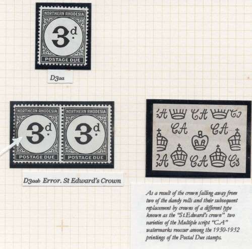 Northern Rhodesia SACC3a/3ab 1d Black LH Stamp with ``Error of Watermark`` - SCARCE