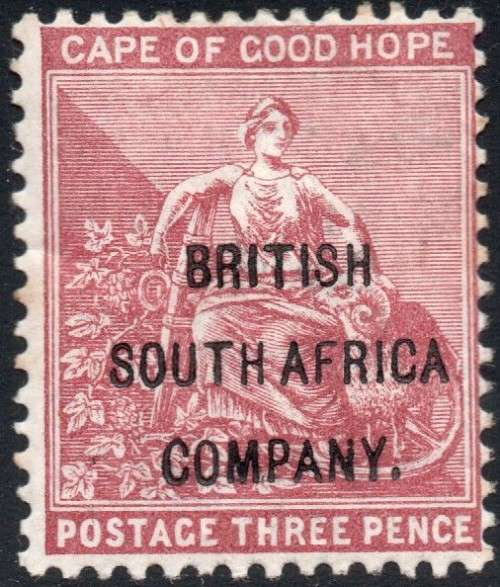 BSAC / Rhodesia 1896 SG61 3d PALE CLARET MM CV £55(2017)