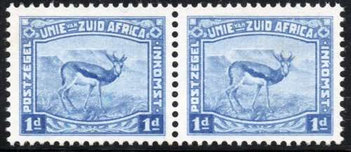 Union of SA - 1d Blue Harrison essay pair on ungummed, unwatermarked paper(unhinged) - see scans