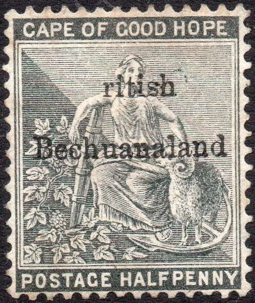 BECHUANALAND 1887 SACC4a ½d GREYISH BLACK WITH ``ritish`` ERROR - UNUSED CV R60000