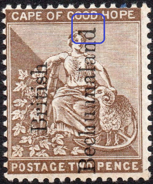 BECHUANALAND 1891 SG32a  2d BISTRE, NO STOP VARIETY  - LMM -SCARCE