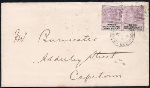 Bechuanaland 1891 ENTIRE (WITH CONTENTS) VRYBURG, BECHUANALAND TO CAPE TOWN - RARE