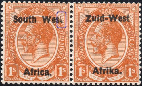 SWA 1923 SACC7a : 1/- ORANGE WITH ``Wes`` FOR ``West``  MM CV R12000
