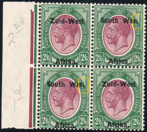 SWA SACC9a : 2s6d  BO4, BOTH PAIRS WITH ``Wes`` for West`` (TYPE I)  *UNMOUNTED MINT* CV R40000+