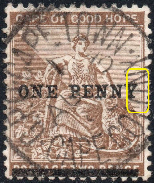 Cape of Good Hope : SG57b : 1d on 2d Pale/Deep Bistre, Mint & Used  - NO STOP AFTER PENNY