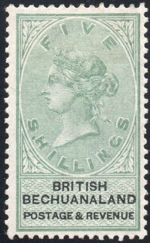 BRITISH BECHUANALAND 1888 SACC18 5/- GREEN and BLACK - VLMM