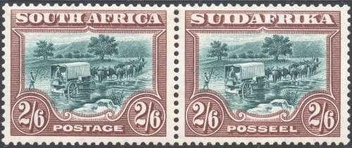 Union of SA - 1927 SACC37 2s6d GREEN & BROWN PAIR VLMM - SEE SCANS