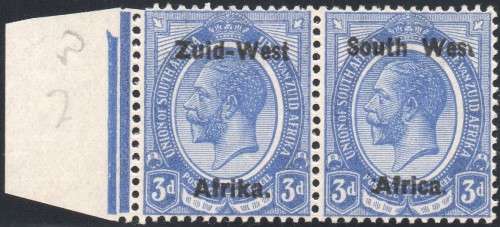 SWA 1923 SACC4a 3d BLUE, MARGINAL PAIR(TYPE I), ``Wes`` for ``West`` Variety - UM - CV R18000