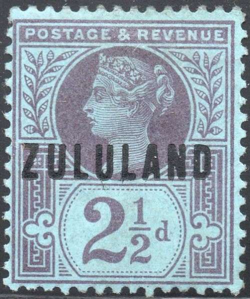 ZULULAND 1888-93 SACC4 2½d PURPLE ON BLUISH PAPER MM CV R1000