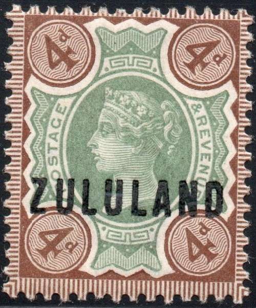 Zululand - SG6 /SACC6 4d Green and Deep Brown MM CV R1200