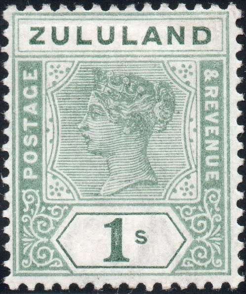 ZULULAND 1894-6 SACC19 1/- GREEN - MM