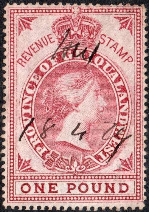 Griqualand West 1870 Barefoot #70 £1 RED - VFU