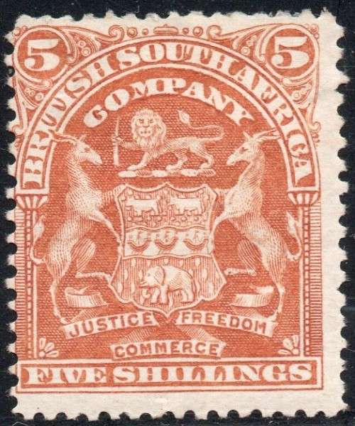 BSAC / RHODESIA  SACC81 5/- BROWN ORANGE - MM CV R2000