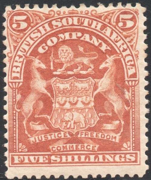 BSAC / RHODESIA  SACC81 5/- BROWN ORANGE - MM CV R2000