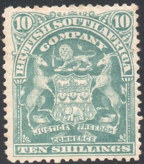 BSAC / RHODESIA  SACC83 10/- DULL GREEN  - MM CV R2200
