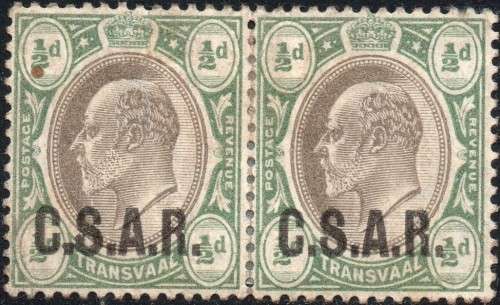 TRANSVAAL (C.S.A.R.) SG RO3 ½d GREY-BLACK & BLUISH GREEN PAIR - FINE UNUSED