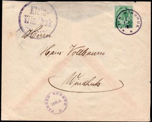 SWA 1918 COVER TIED WITH ½d GREEN (SACC SA1) - SEE SCANS